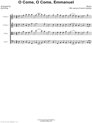O Come, O Come, Emmanuel - String Quartet Score