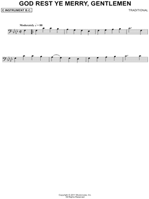 God Rest Ye Merry, Gentlemen - Bass Clef Instrument
