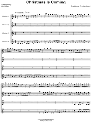 Christmas Is Coming - Clarinet Quartet (Score)