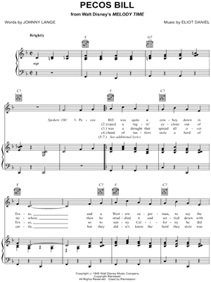 Pecos Bill by Roy Rogers - Sheet Music