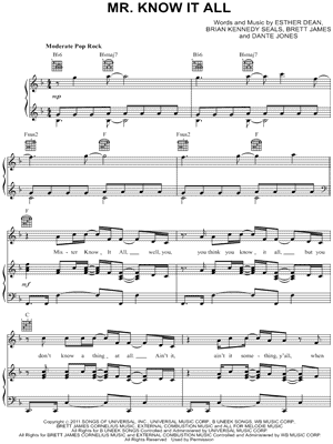 Mr. Know It All by Kelly Clarkson - Sheet Music