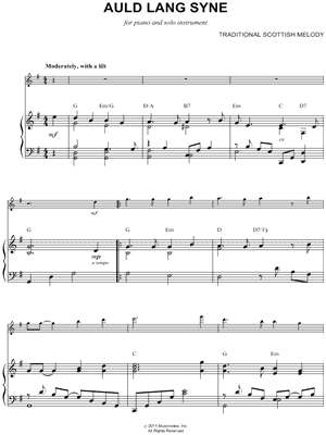 Auld Lang Syne - Piano Accompaniment