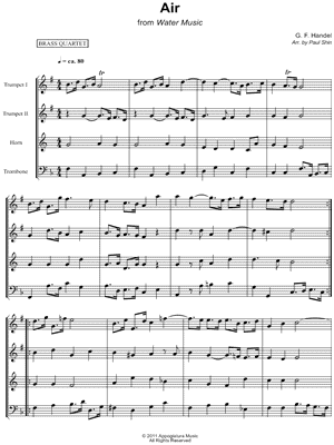 Air from the Water Music - Brass Quartet Score