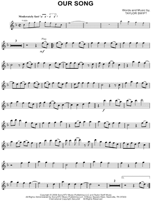 Our Song by Taylor Swift - Sheet Music