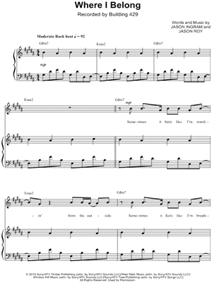 Where I Belong by Building 429 - Sheet Music