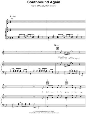 Southbound Again by Dire Straits - Sheet Music