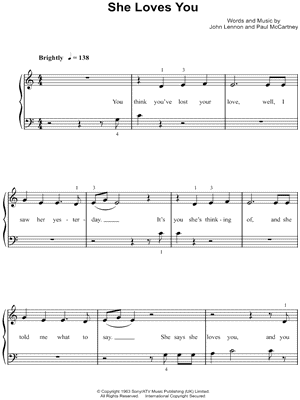 She Loves You by The Beatles - Sheet Music