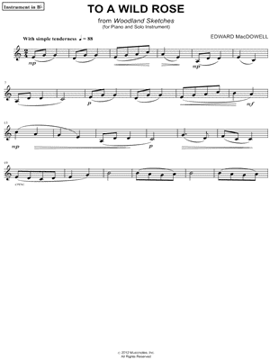 To a Wild Rose - Bb Instrument