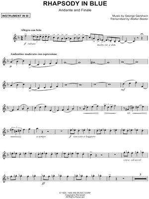 Rhapsody In Blue (Andante & Finale) - Bb Instrument by George Gershwin - Sheet Music