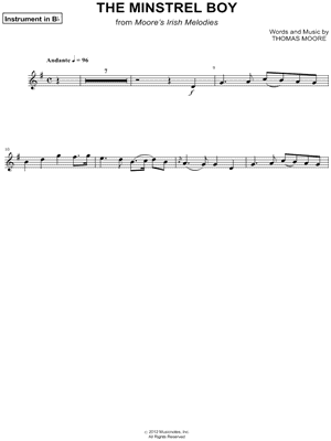 The Minstrel Boy - Bb Instrument