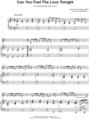 Can You Feel the Love Tonight - Piano Accompaniment