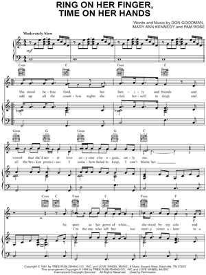 Ring on Her Finger, Time on Her Hands by Lee Greenwood - Sheet Music