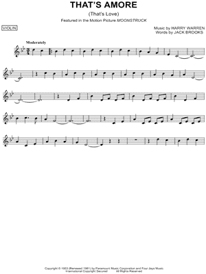 That's Amore from Moonstruck - Sheet Music