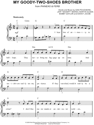 My Goody Two-Shoes Brother by Phineas & Ferb - Sheet Music