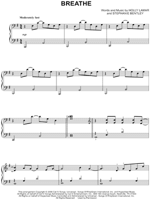 Breathe by Faith Hill - Sheet Music