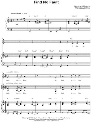 Find No Fault by Fred Hammond - Sheet Music