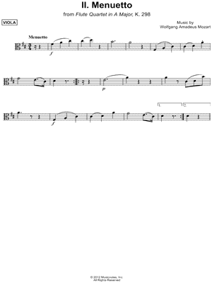 Flute Quartet in A Major, K. 298: II. Menuetto - Viola