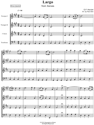 Largo from Xerxes - Brass Quartet Score