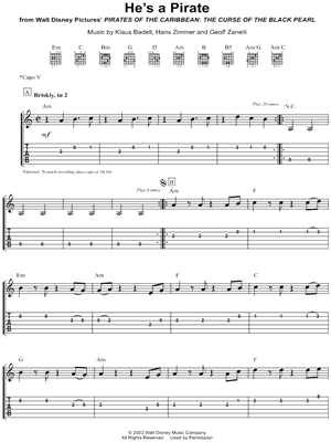 He's a Pirate from Pirates of the Caribbean: The Curse of the Black Pearl - Sheet Music