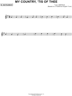 My Country, 'Tis of Thee - Bb Instrument