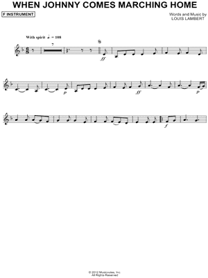 When Johnny Comes Marching Home - F Instrument