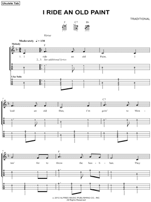 I Ride An Old Paint by Cowboy Song - Sheet Music