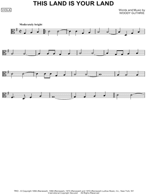 This Land Is Your Land by Woody Guthrie - Sheet Music