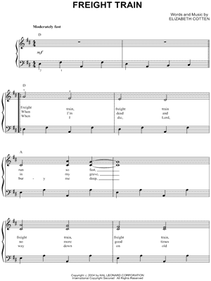 Freight Train by Elizabeth Cotten - Sheet Music