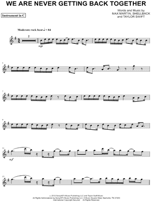 We Are Never Ever Getting Back Together - C Instrument