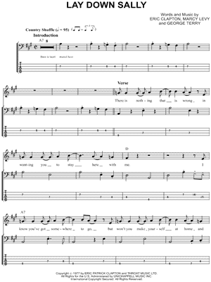 Lay Down Sally by Eric Clapton - Sheet Music