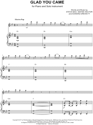 Glad You Came - Piano Accompaniment