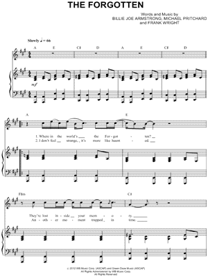The Forgotten by Green Day - Sheet Music