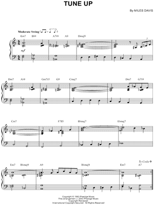 Tune Up by Miles Davis - Sheet Music