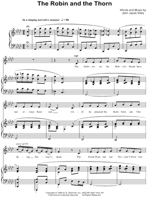 The Robin and the Thorn by John Jacob Niles - Sheet Music