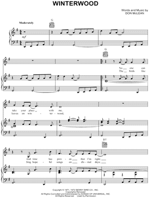 Winterwood by Don McLean - Sheet Music