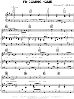 I'm Coming Home by Clifton Chenier - Sheet Music