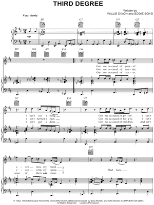 Third Degree by Willie Dixon - Sheet Music