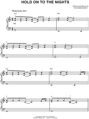 Hold on To the Nights by Richard Marx - Sheet Music