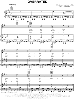 Overrated by Mika - Sheet Music