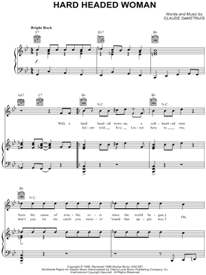 Hard Headed Woman by Elvis Presley - Sheet Music