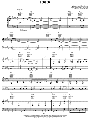 Papa by Vanessa Carlton - Sheet Music