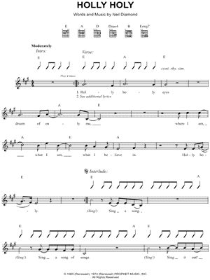 Holly Holy by Neil Diamond - Sheet Music