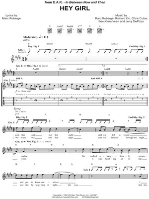 Hey Girl by O.A.R. - Sheet Music