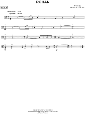 Rohan - Viola from The Lord of the Rings - Sheet Music