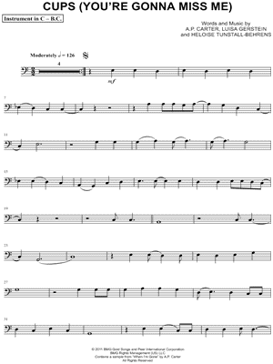 Cups (You're Gonna Miss Me) - Bass Clef Instrument