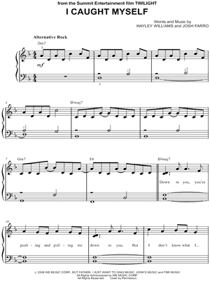 I CAUGHT MYSELF by Paramore - Sheet Music