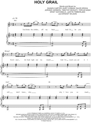Holy Grail by Jay-Z - Sheet Music