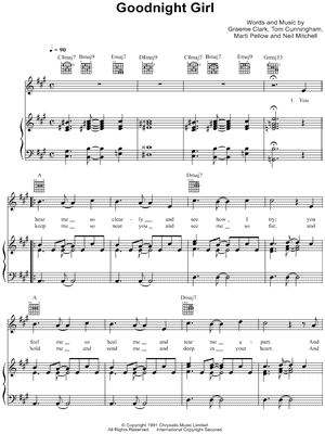Goodnight Girl by Wet Wet Wet - Sheet Music