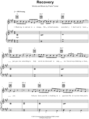 Recovery by Frank Turner - Sheet Music