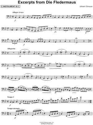 Excerpts from Die Fledermaus - Bass Clef Instrument